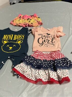 PatPat Navy Top with Yellow Mini Boss Graphic 1024